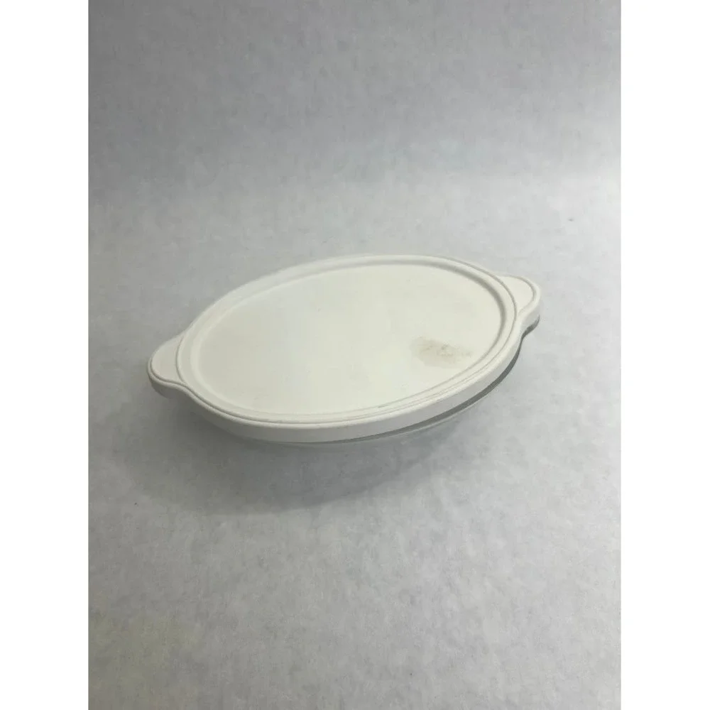 Pyrex by Corning 1.5 Cup 350ml Oval Glass Storage Dish with White Lid 729